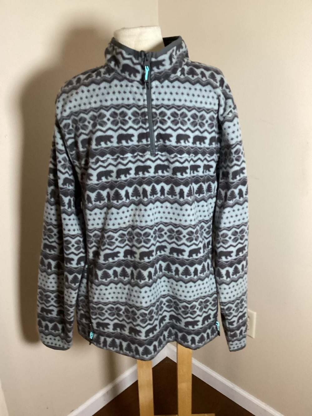 Chubbies The Bear Hug Quarter-Zip Fleece Pullover Size XL Gray Nordic